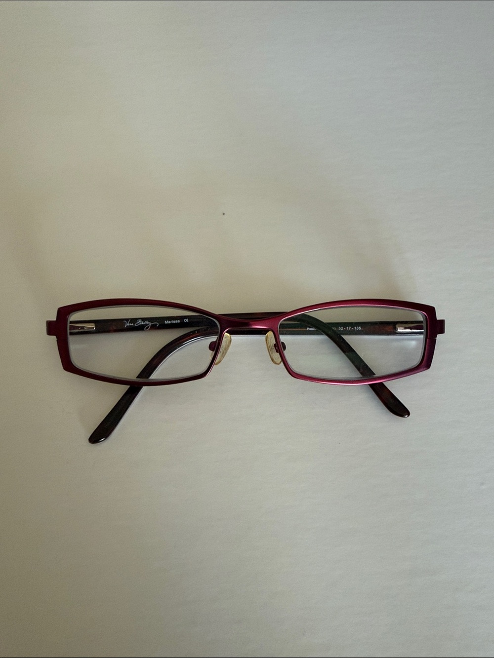 Vera Bradley Women's Rectangular Metal Glasses in Maroon, 52-17-135